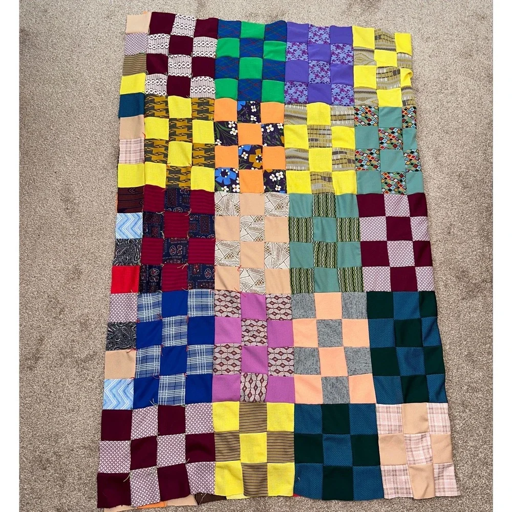 Colorful Material (hand sewn pieces ready to be made into a quilt or blanket)